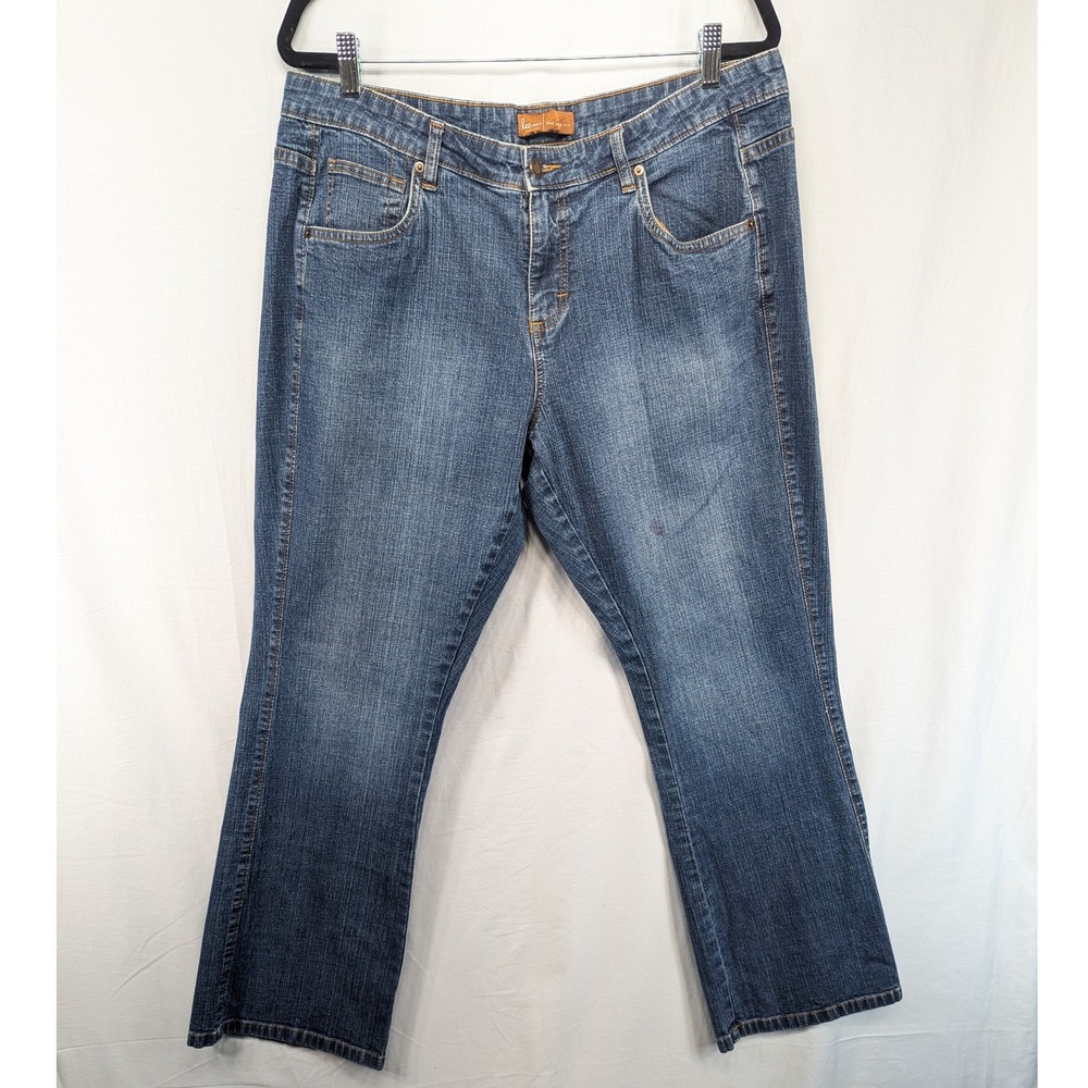 Lee Jeans One True Fit Womens Size 16W Medium Wash‎ Bootcut Denim Pants
